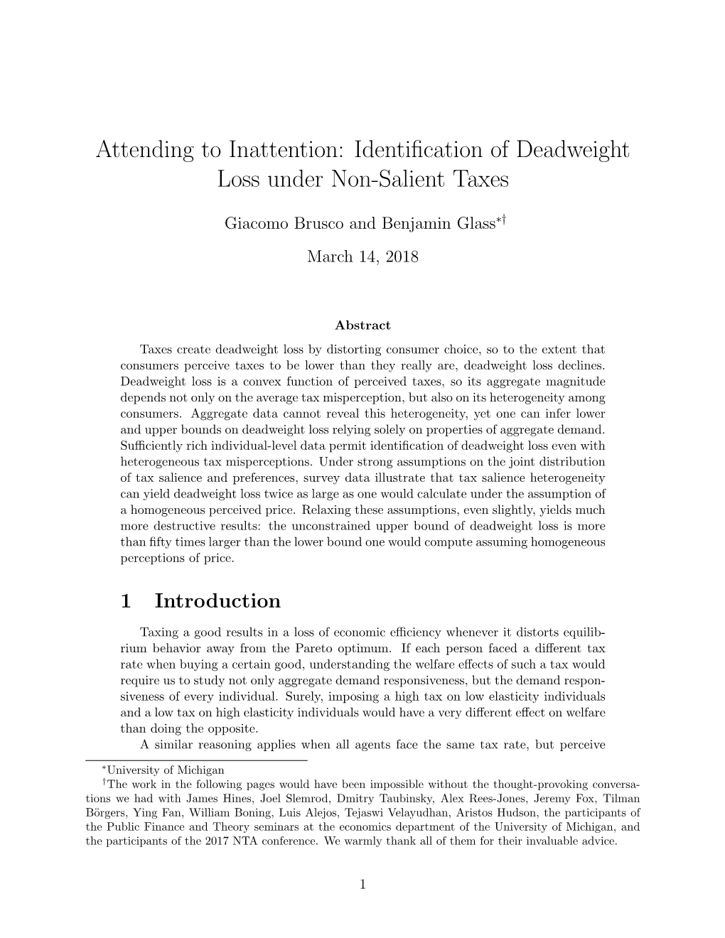 Attending to Inattention: Identification of Deadweight Loss Under Non-Salient Taxes