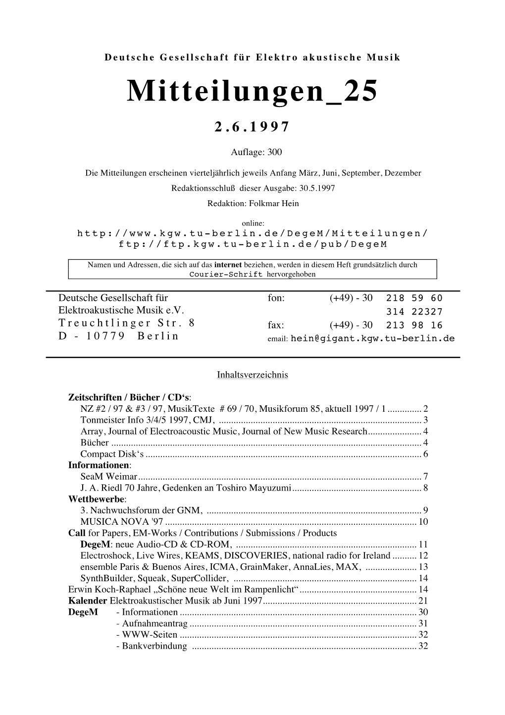 DEGEM – Mitteilungen 25