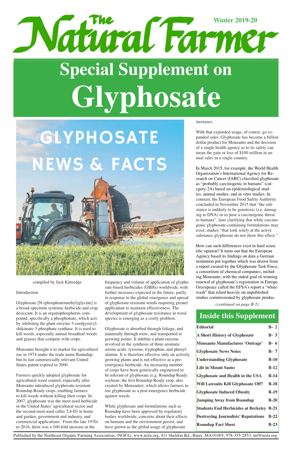 Special Supplement on Glyphosate Winter 2019-20