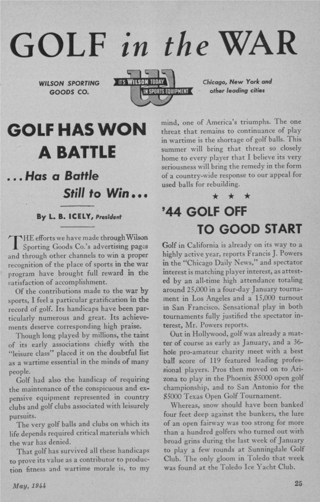 GOLF in the WAR