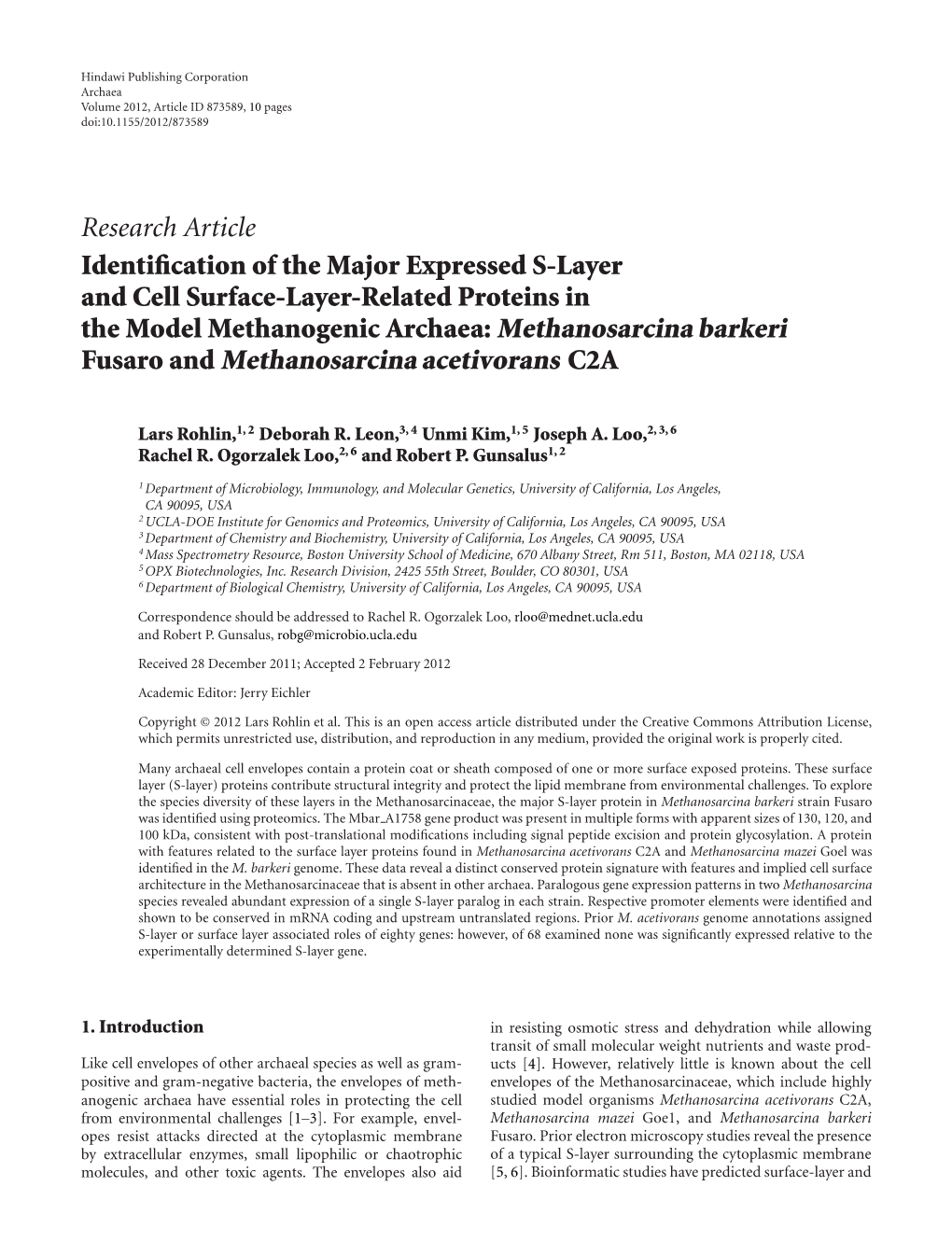 Fusaro and Methanosarcina Acetivorans C2A