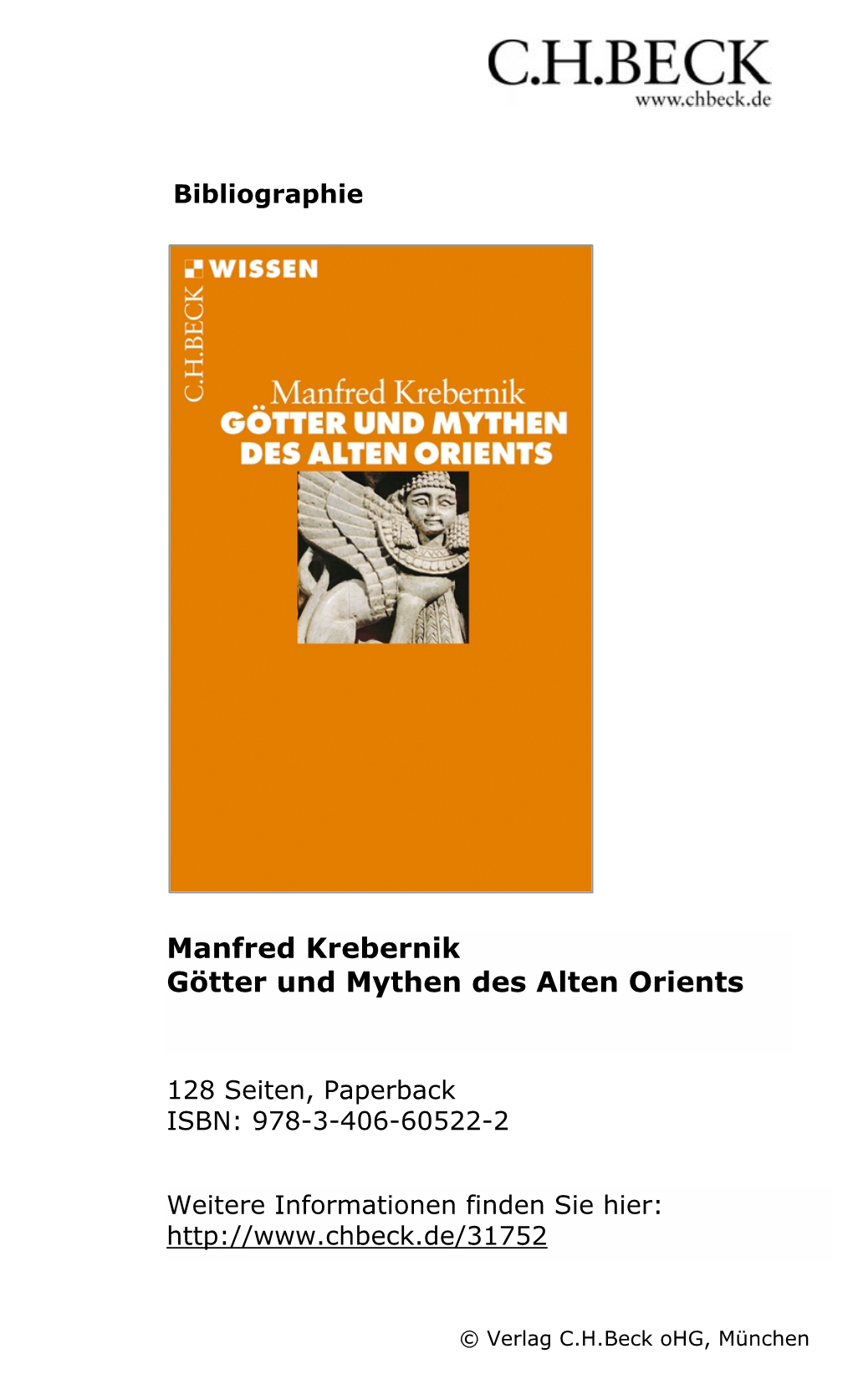 Manfred Krebernik Götter Und Mythen Des Alten Orients