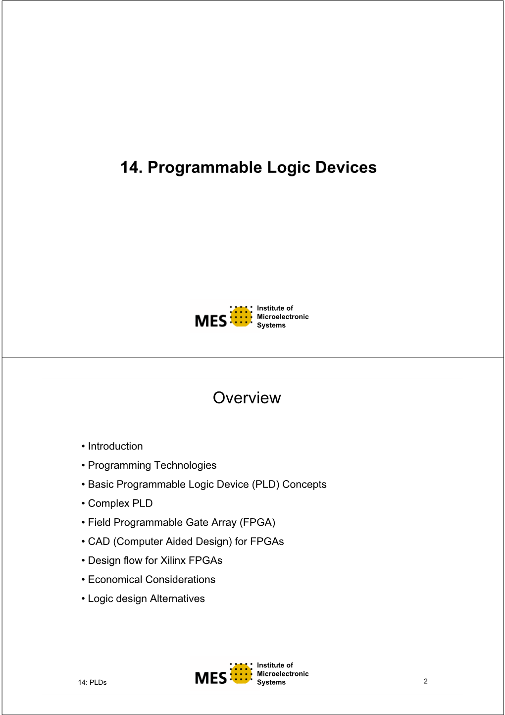 14. Programmable Logic Devices Overview