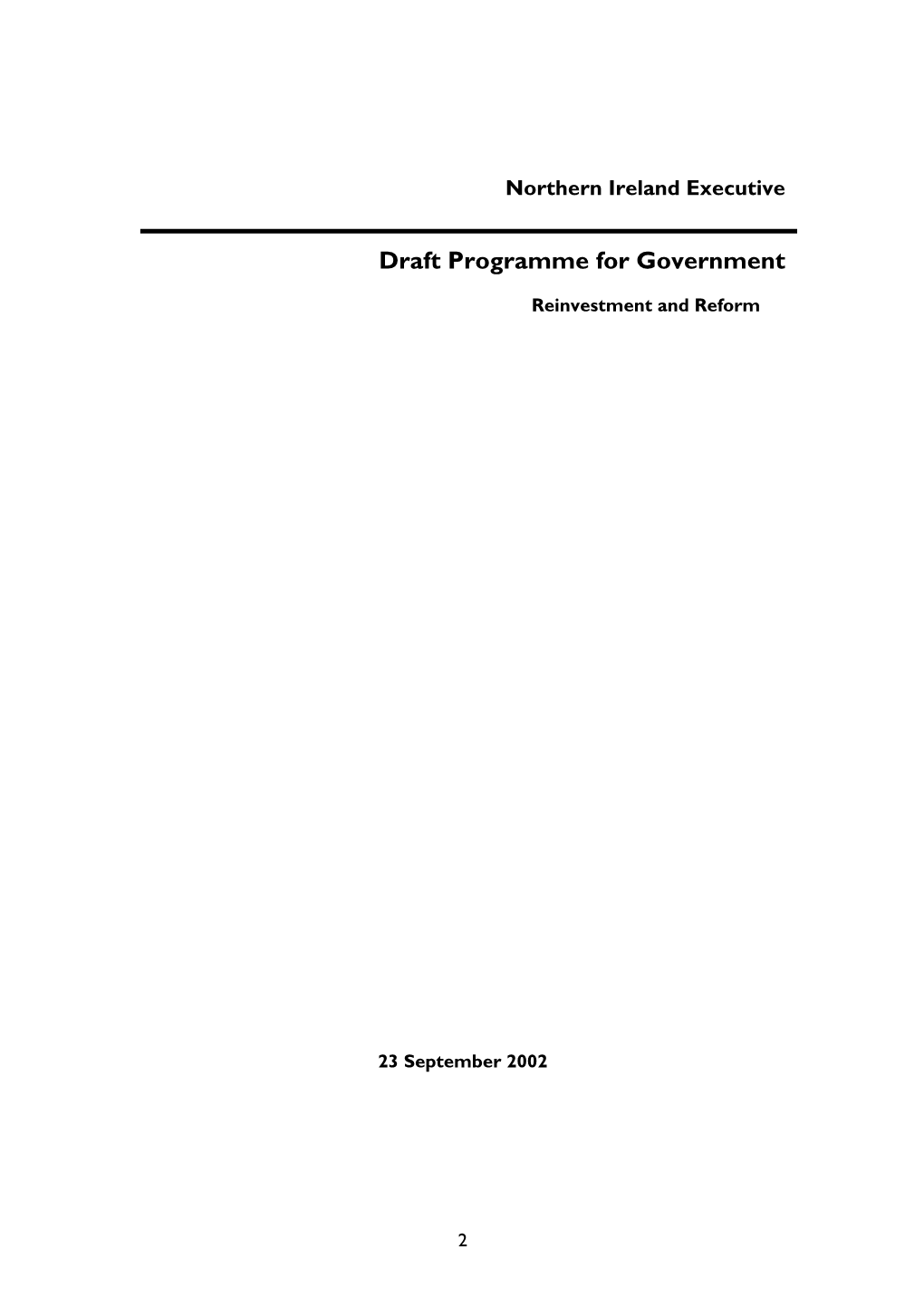 Draft Programme for Government