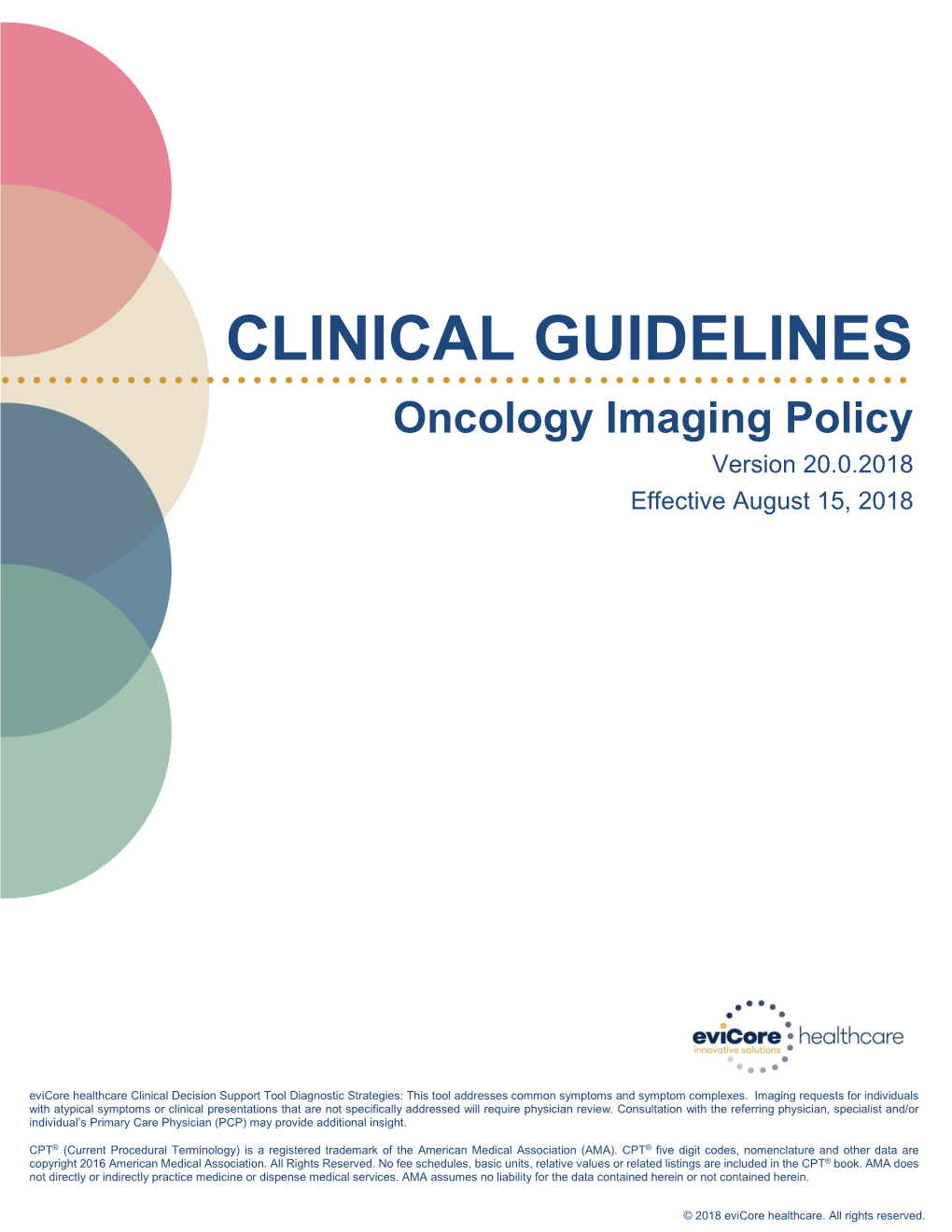 Oncology Imaging Guidelines Effective 08/15/2018