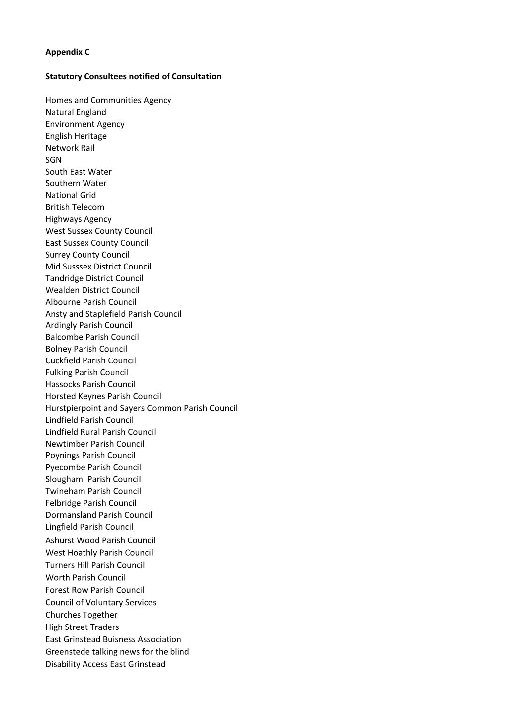 Appendix C Statutory Consultees