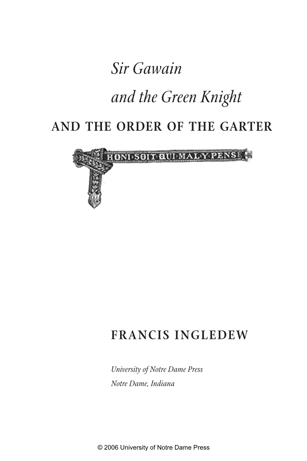 Sir Gawain and the Green Knight and the ORDER of the GARTER