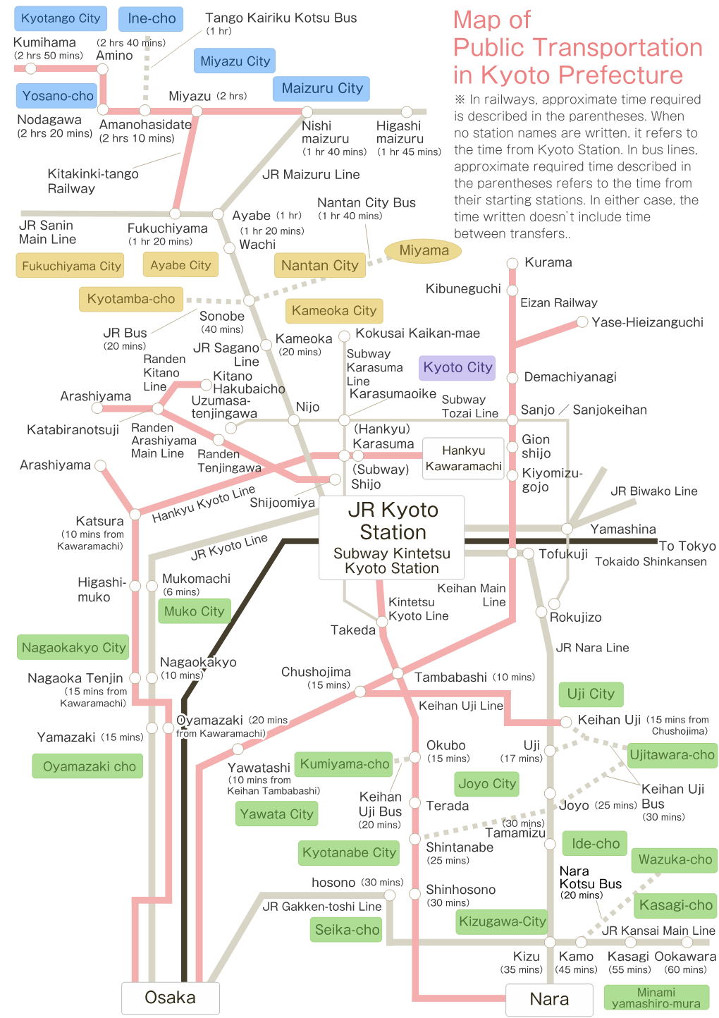 Map of Public Transportation in Kyoto Prefecture