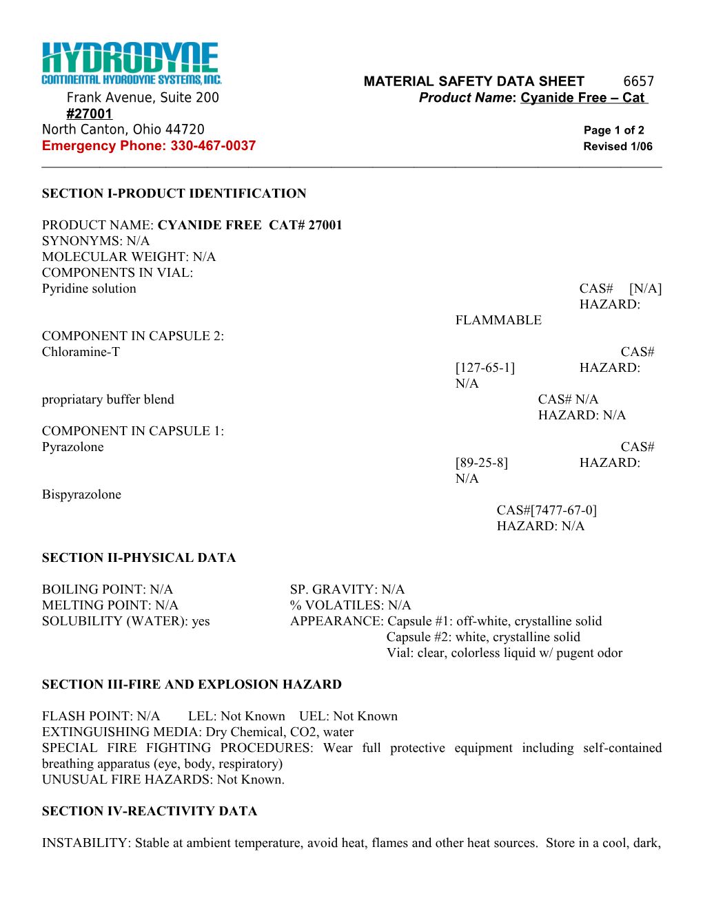 Material Safety Data Sheet s88