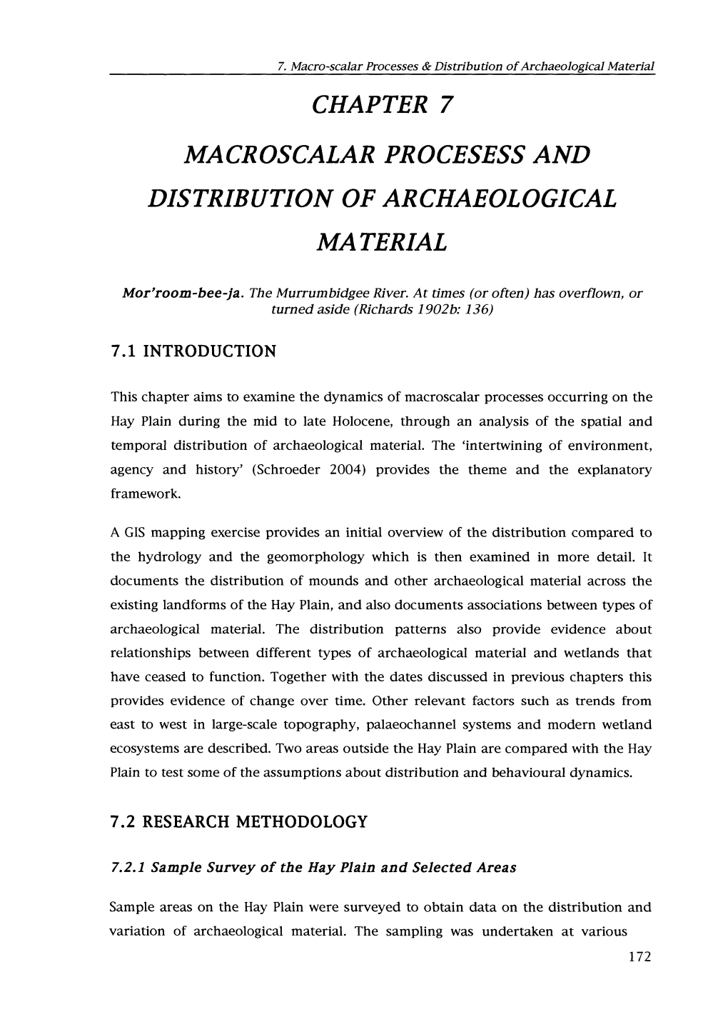 Chapter 7 Macroscalar Procesess and Distribution of Archaeological Material