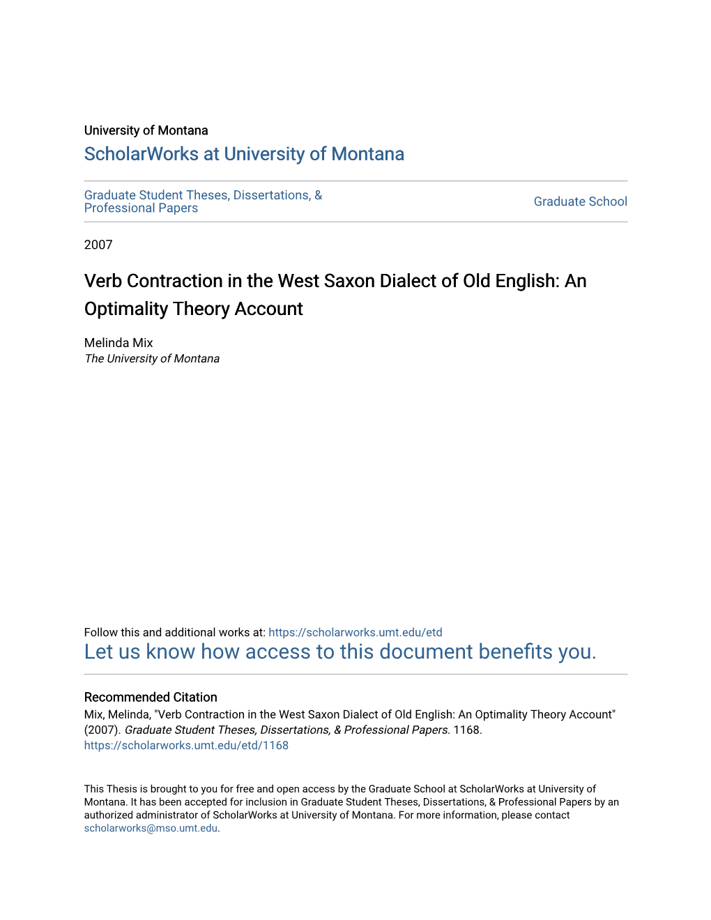 Verb Contraction in the West Saxon Dialect of Old English: an Optimality Theory Account