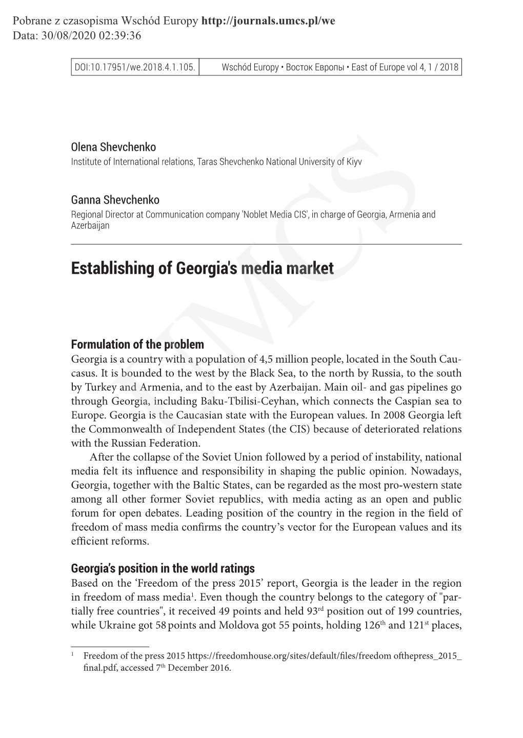 Establishing of Georgia's Media Market