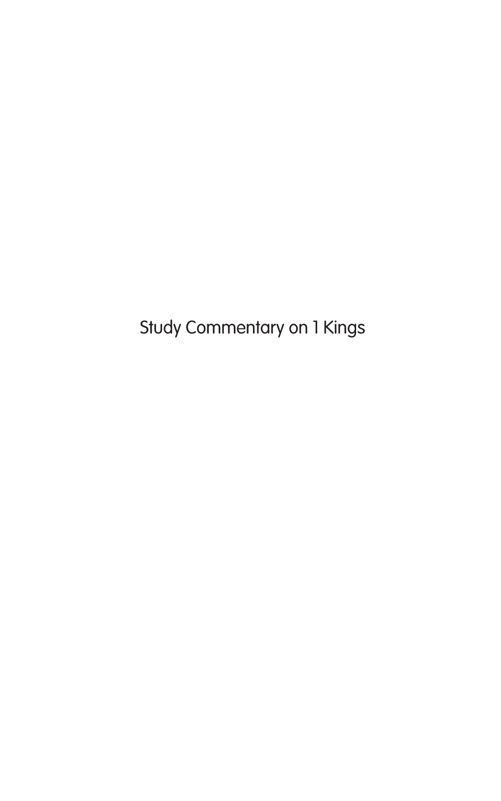 Study Commentary on 1 Kings