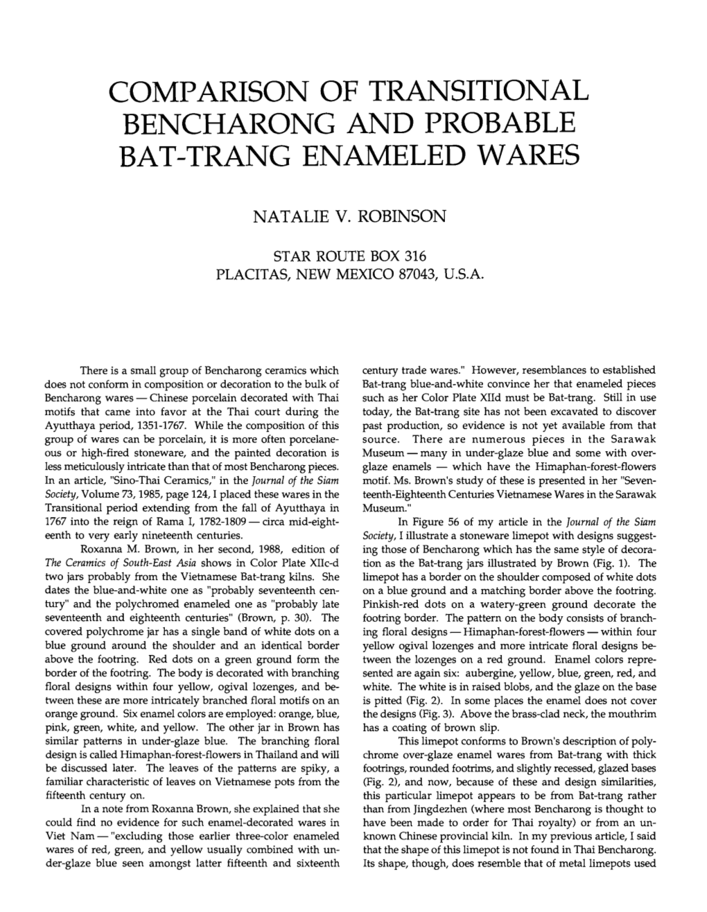 Comparison of Transitional Bencharong and Probable Bat-Trang Enameled Wares