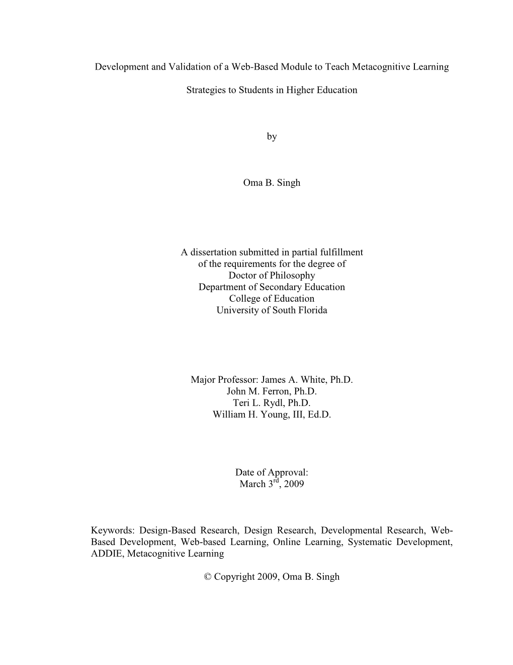 Development and Validation of a Web-Based Module to Teach Metacognitive Learning