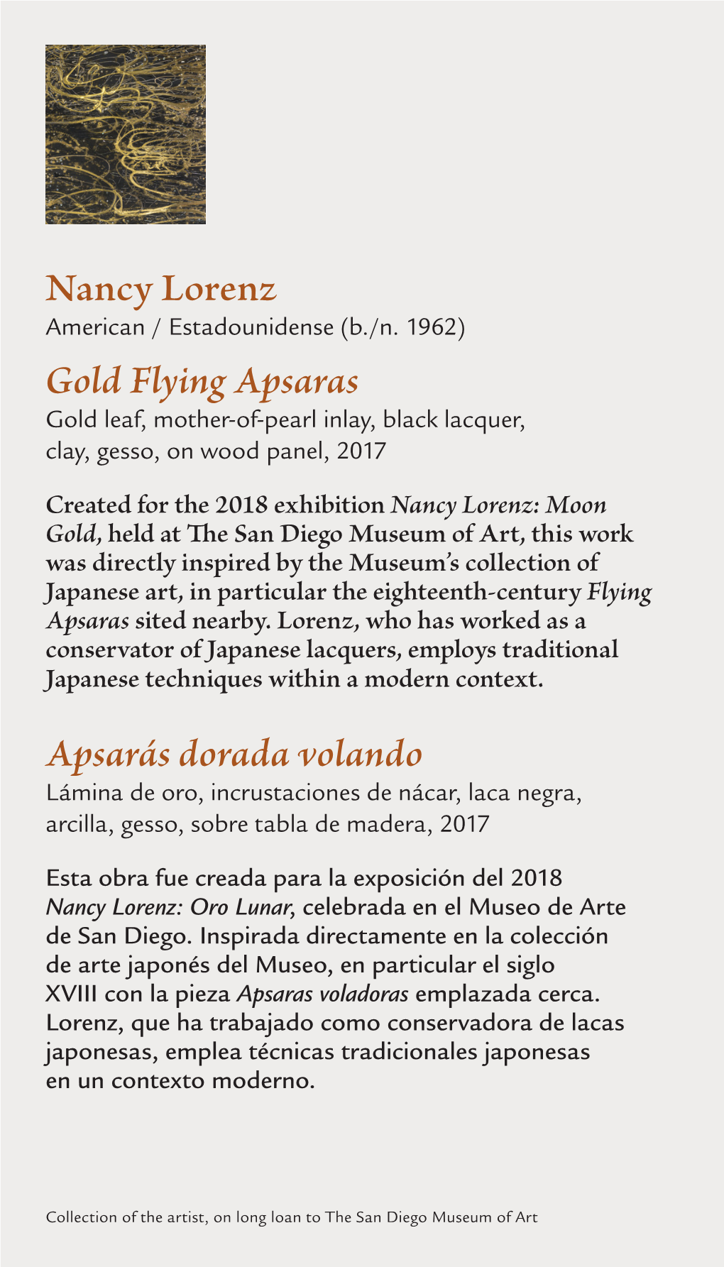 Nancy Lorenz Gold Flying Apsaras Apsarás Dorada Volando