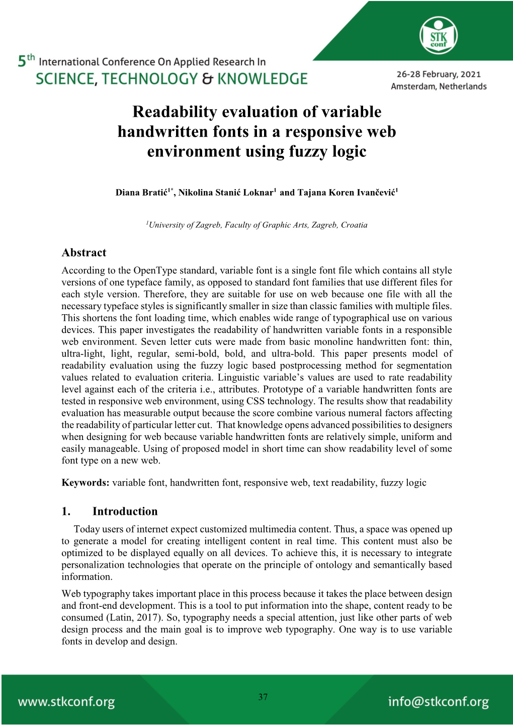 Readability Evaluation of Variable Handwritten Fonts in a Responsive Web Environment Using Fuzzy Logic