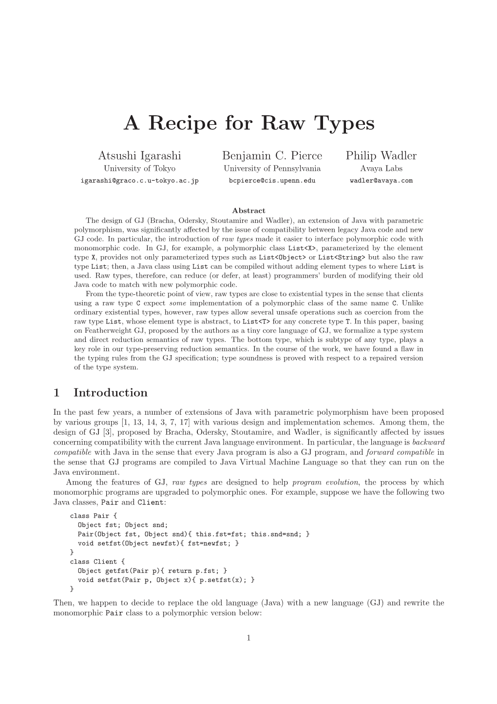 A Recipe for Raw Types