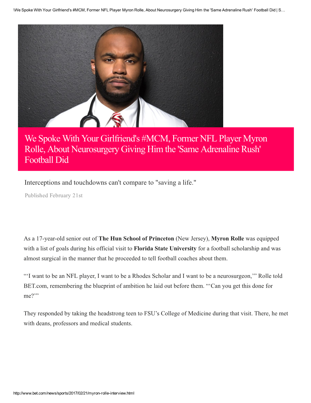 Myron Rolle Interview