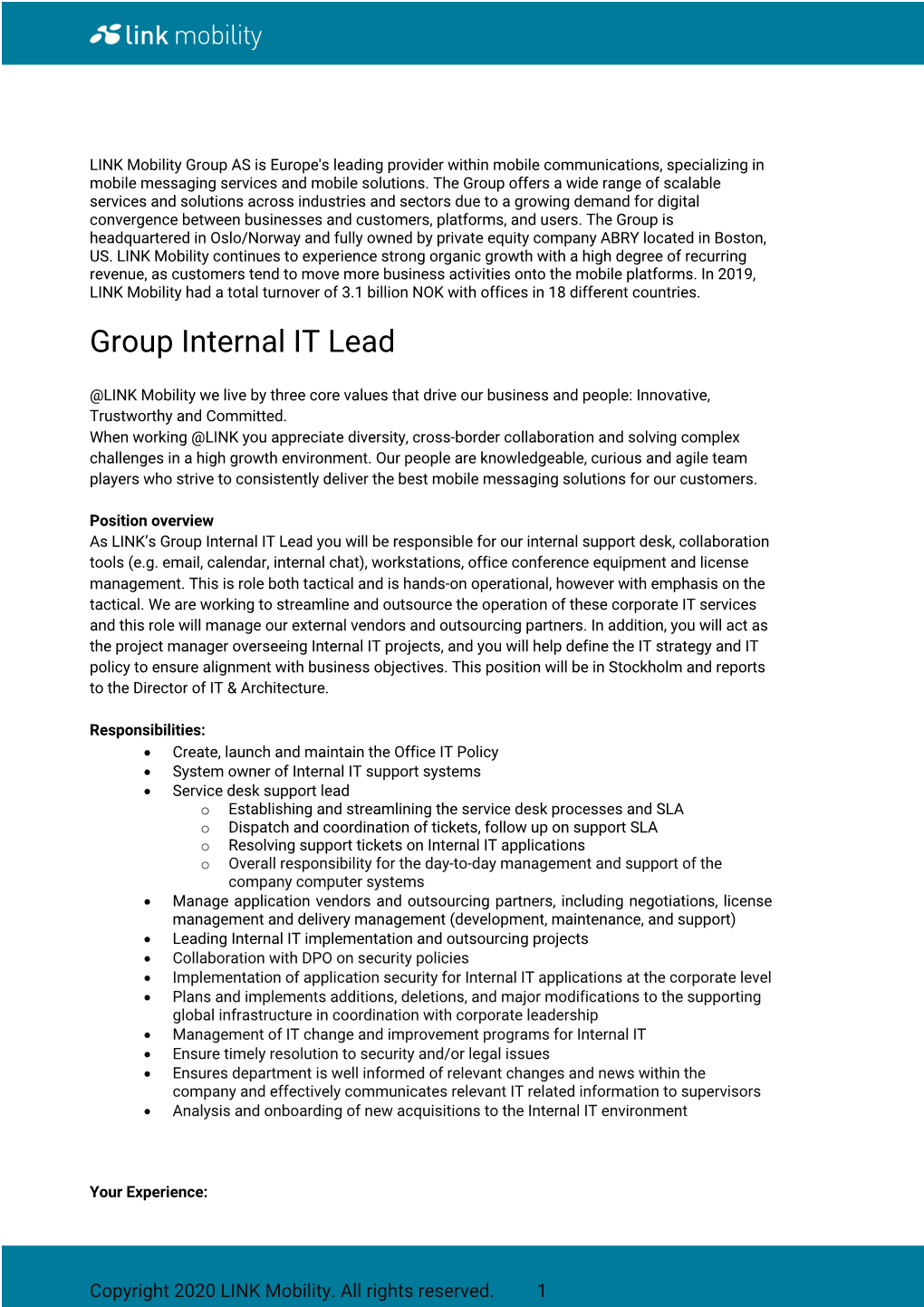 Group Internal IT Lead