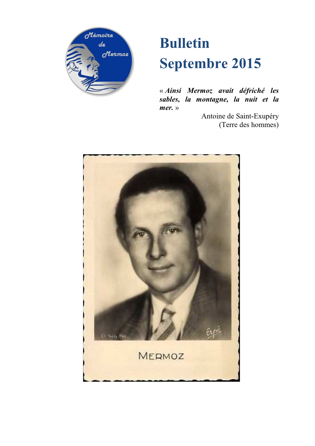 Bulletin Information Mémoire Mermoz Septembre 2015