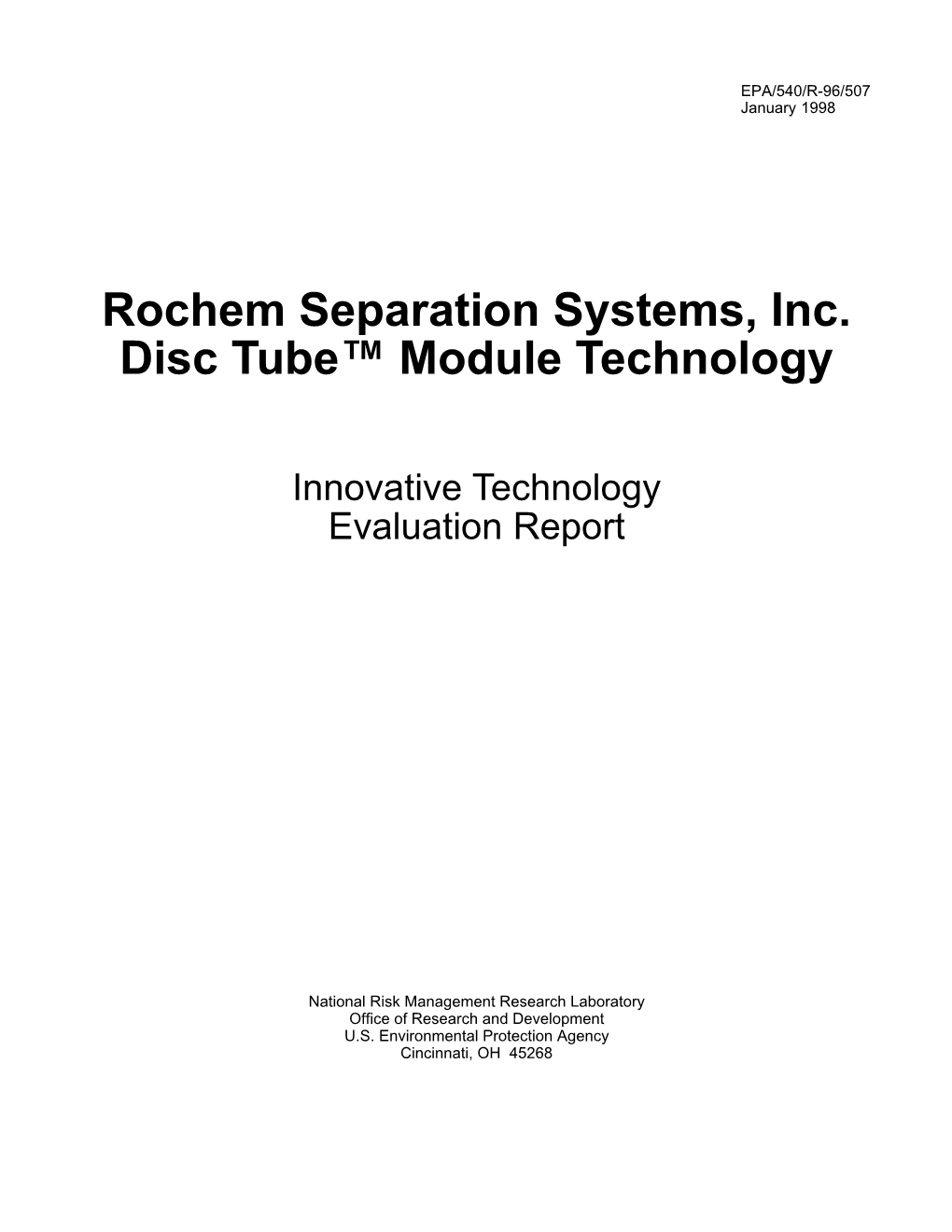 Rochem Separation Systems, Inc. Disc Tube™ Module Technology