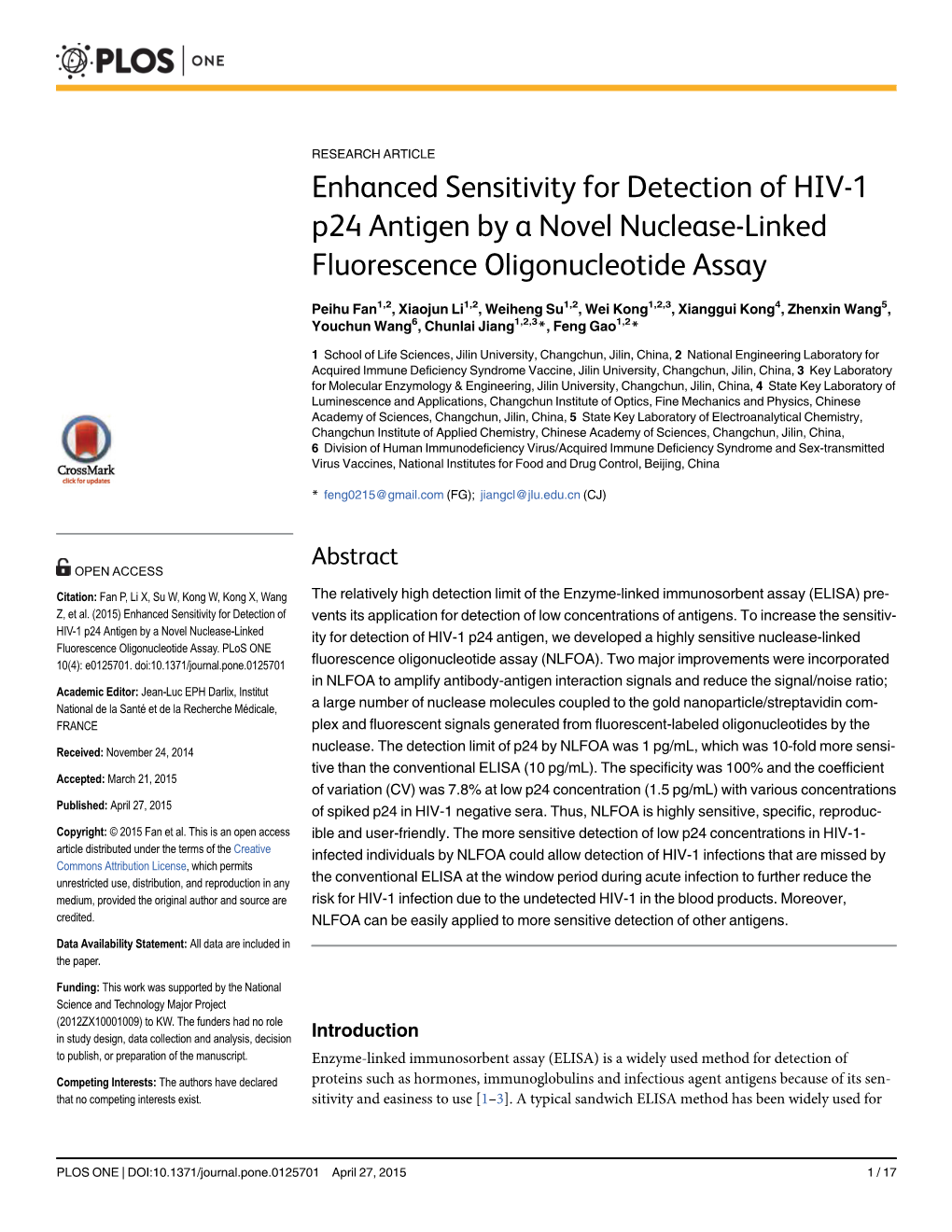 Enhanced Sensitivity for Detection of HIV-1 P24 Antigen by a Novel Nuclease-Linked Fluorescence Oligonucleotide Assay