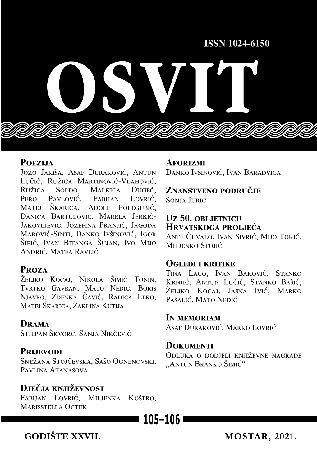 OSVIT 105-106 Mostar, 2021