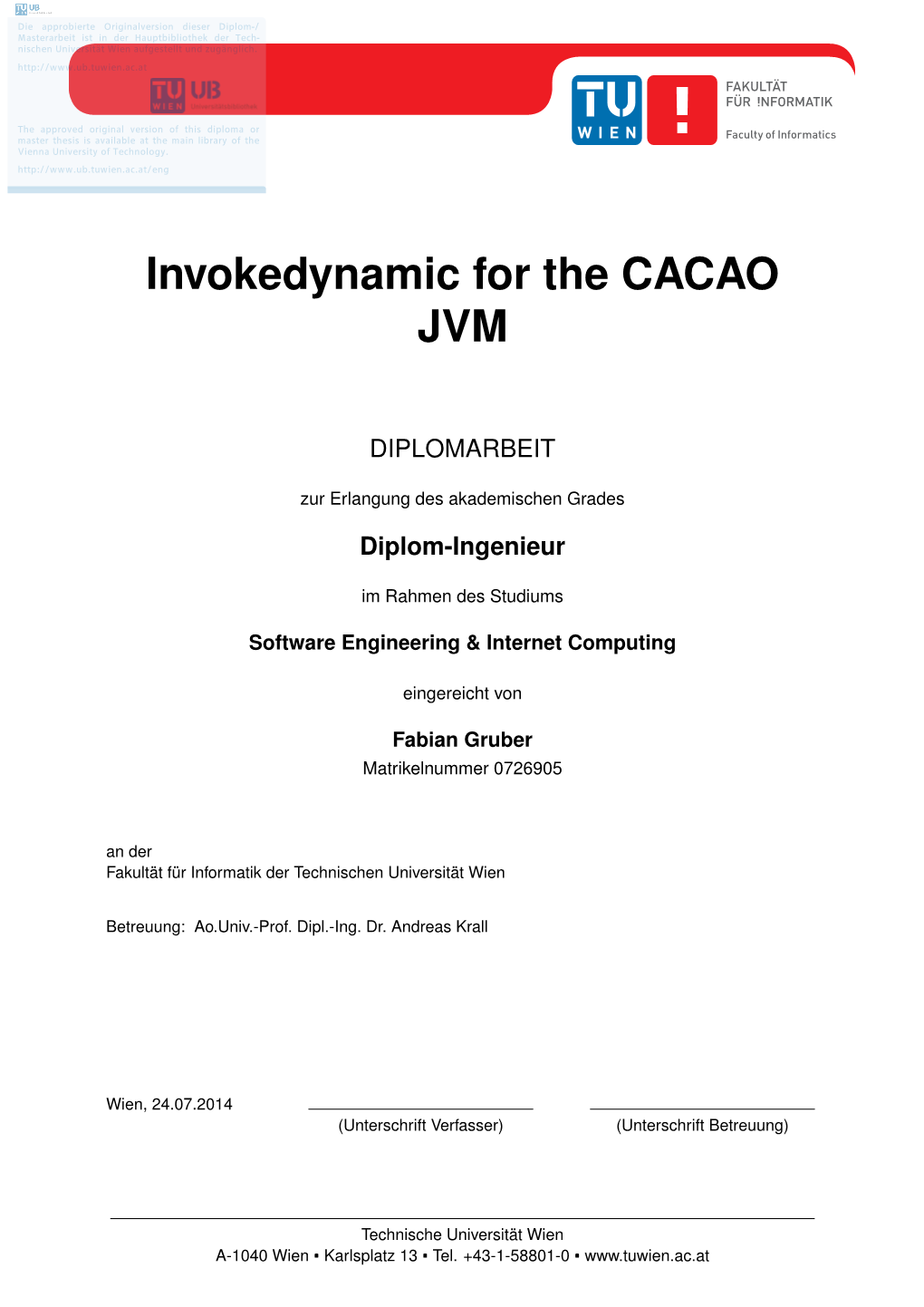 Invokedynamic for the CACAO JVM