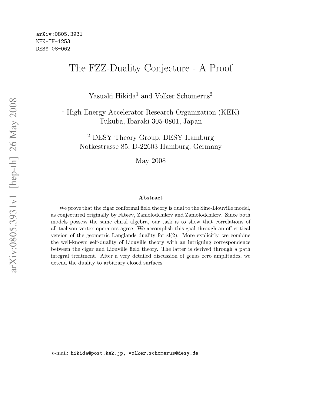 The FZZ-Duality Conjecture