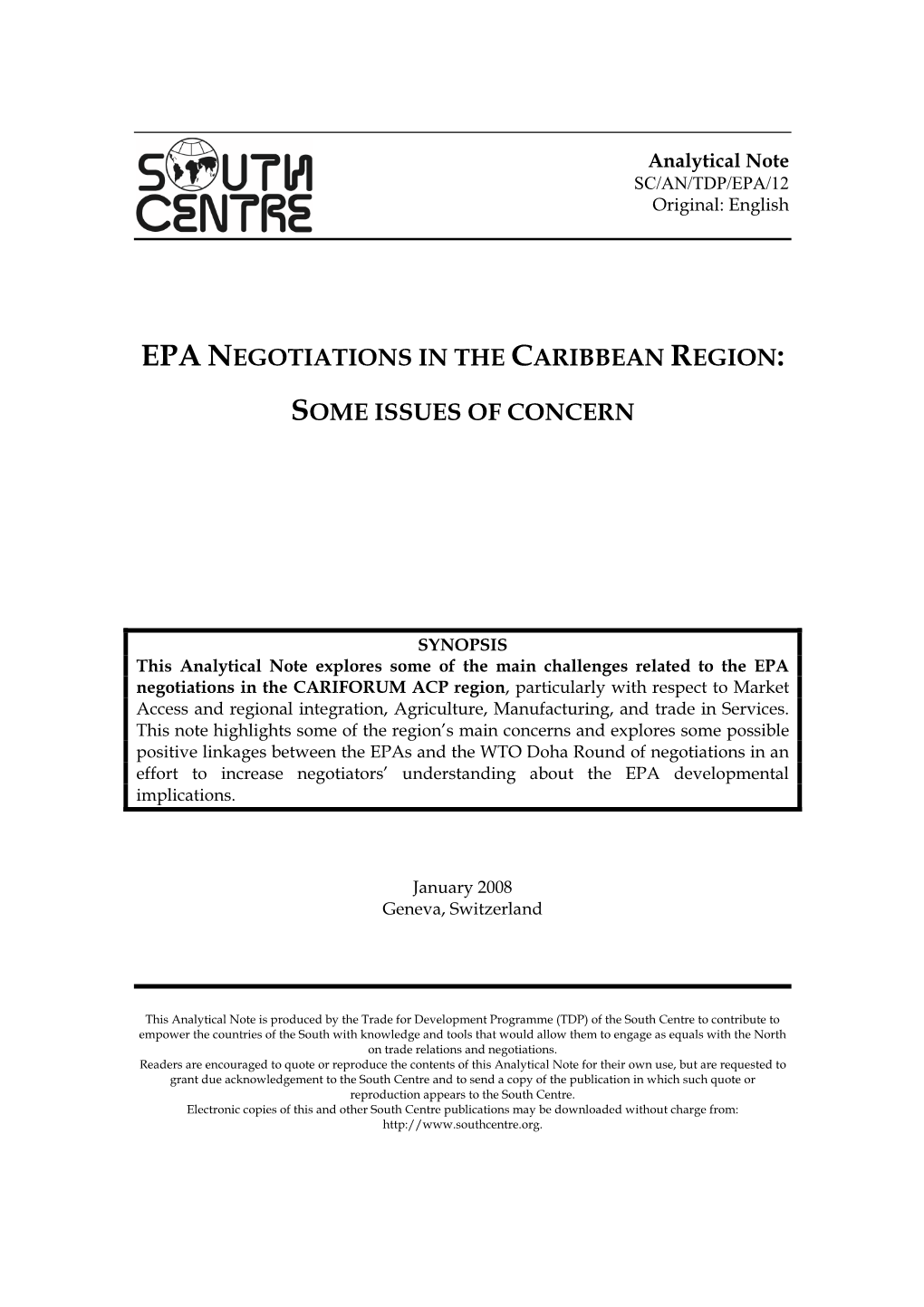 Epa Negotiations in the Caribbean Region