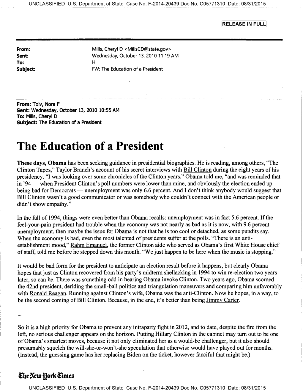 The Education of a President