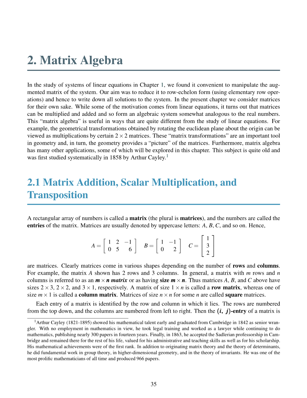 2. Matrix Algebra