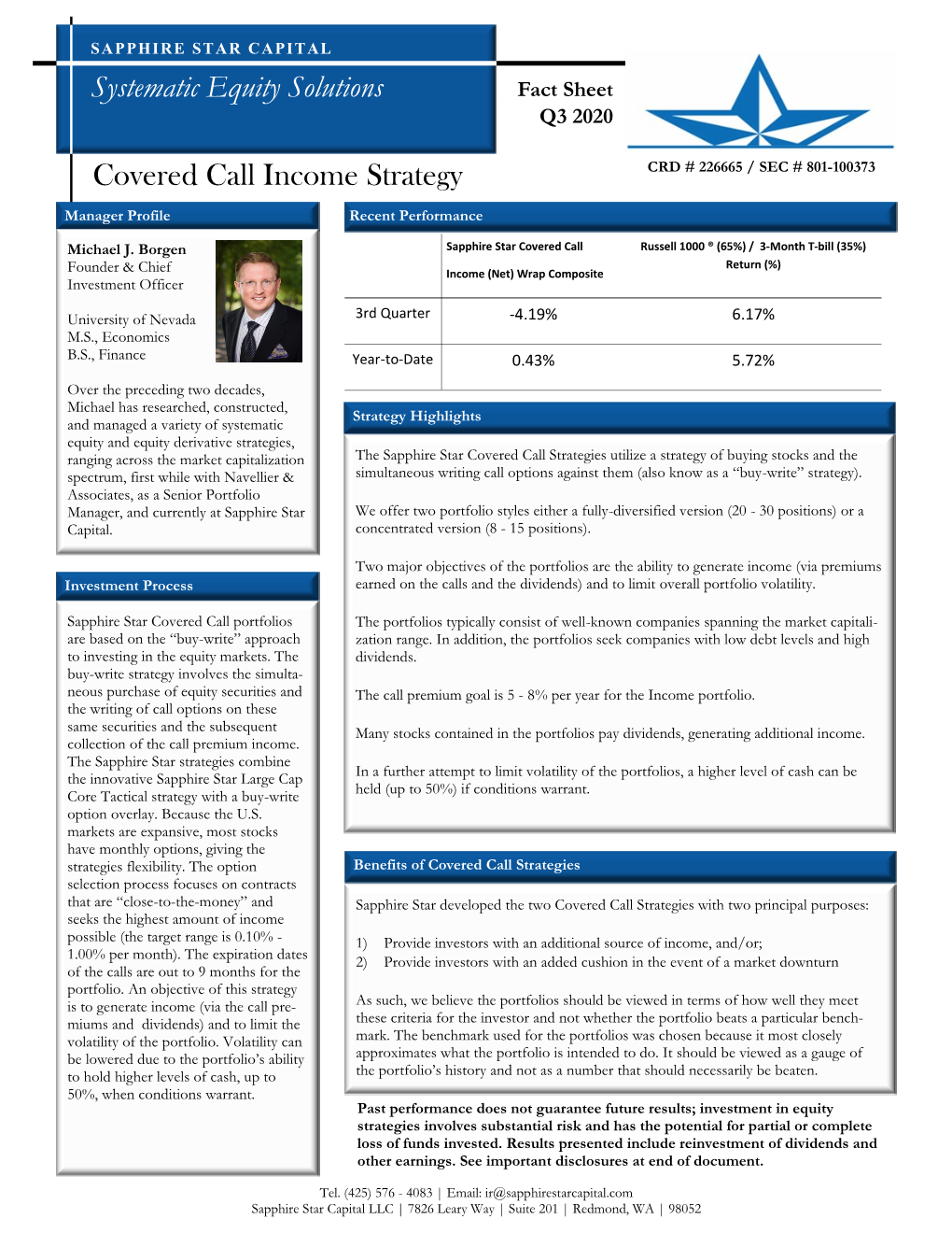 Covered Call Income Strategy Systematic Equity Solutions
