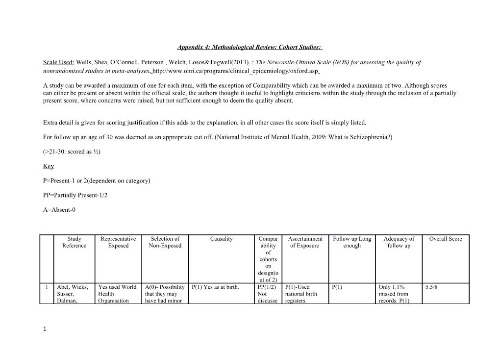 Methodological Review: Cohort Studies