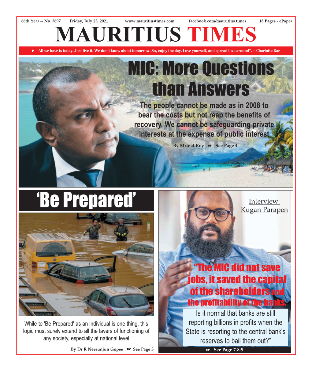 Unwind Mauritius Times Friday, July 23, 2021 13