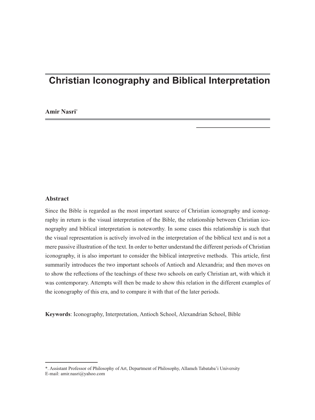 Christian Iconography and Biblical Interpretation