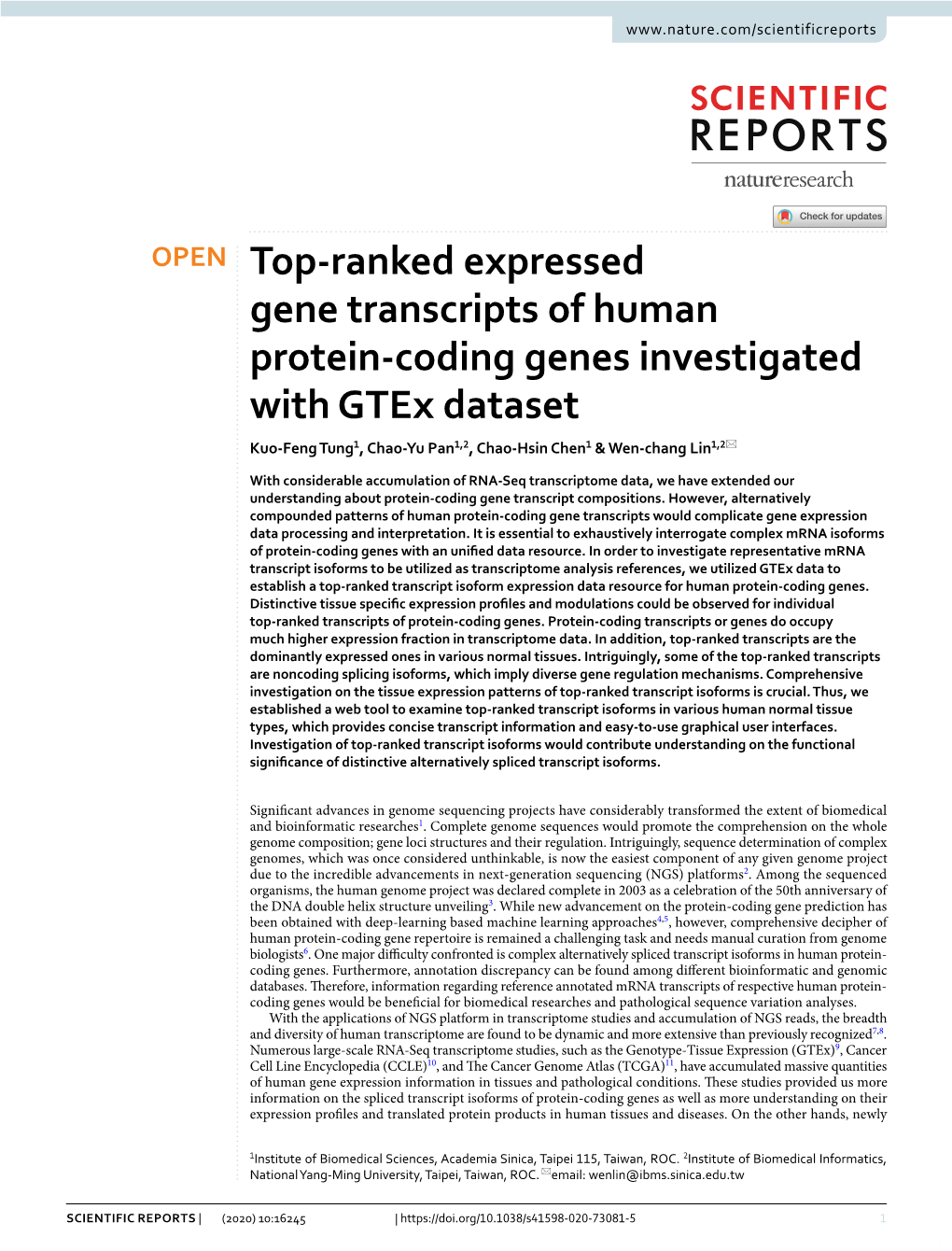 Top-Ranked Expressed Gene Transcripts of Human Protein-Coding