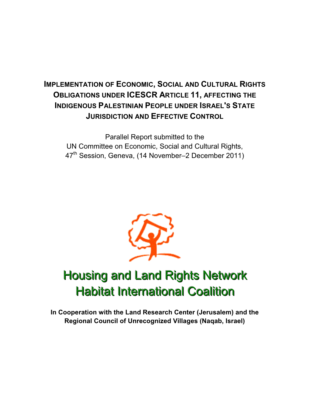 Housing and Land Rights Network Habitat International Coalition