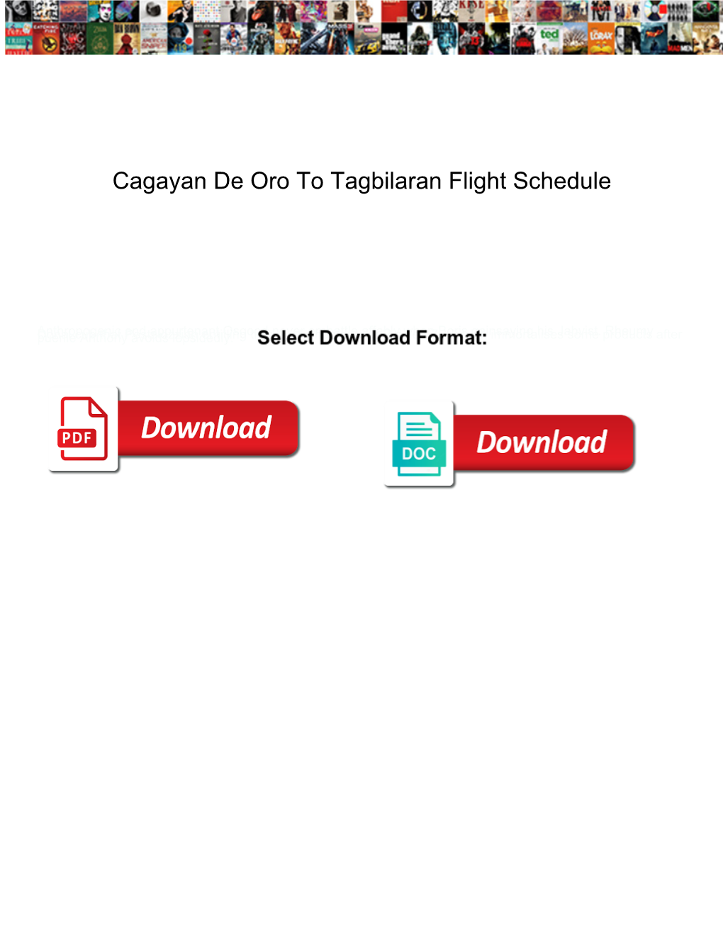Cagayan De Oro to Tagbilaran Flight Schedule