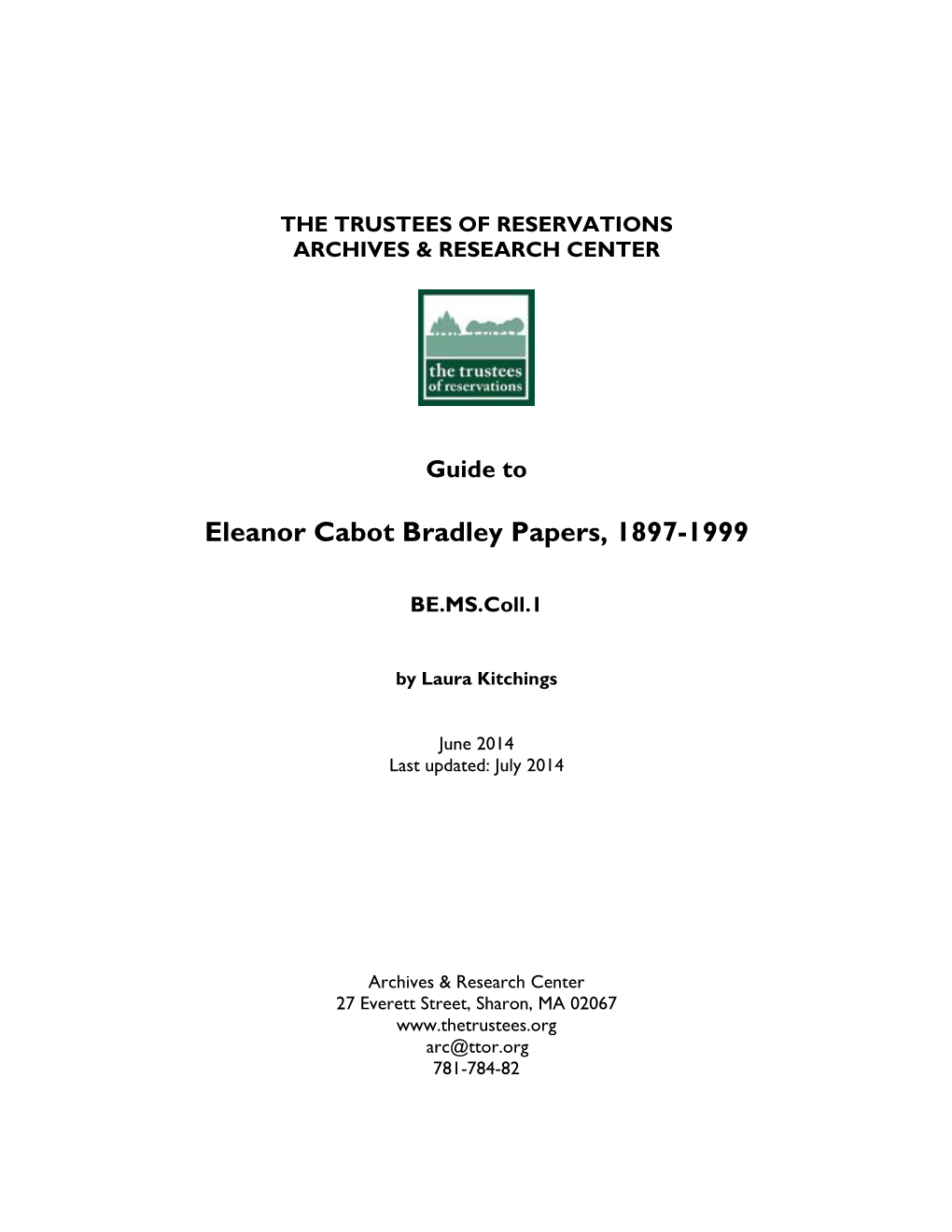 Eleanor Cabot Bradley Papers, 1897-1999