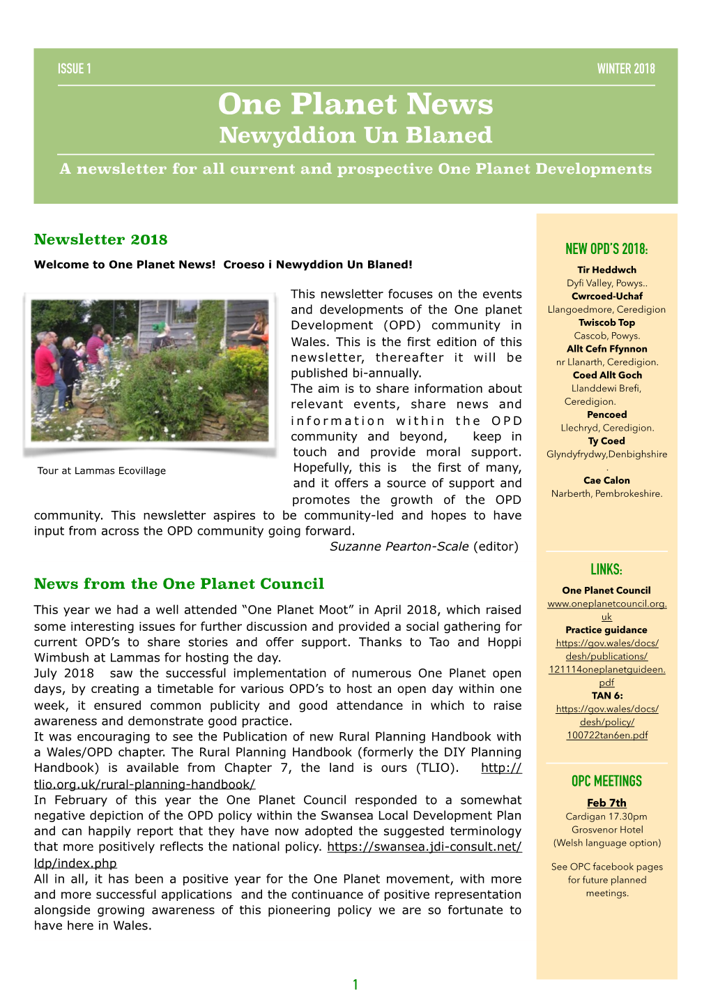 OPD Newsletter Issue 1 Winter 2018