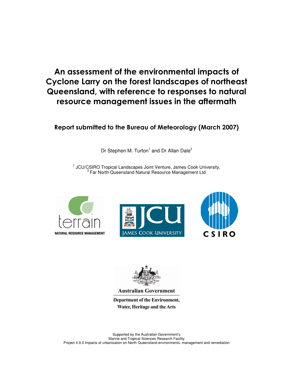 An Assessment of the Environmental Impacts of Cyclone Larry on The