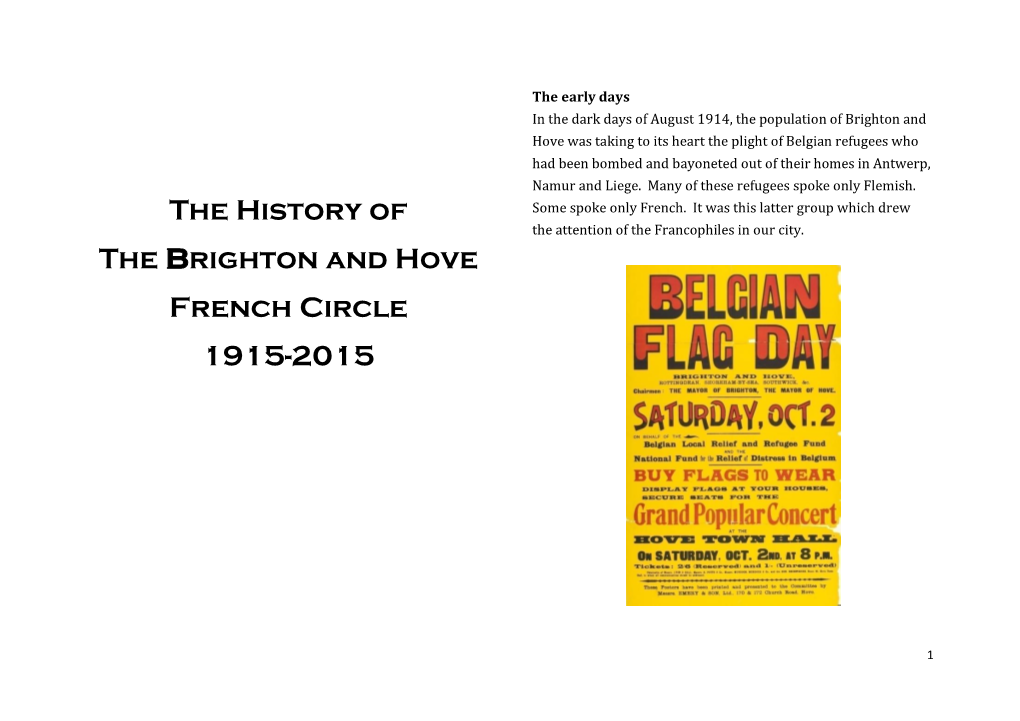 The History of the Brighton and Hove French Circle 1915-2015