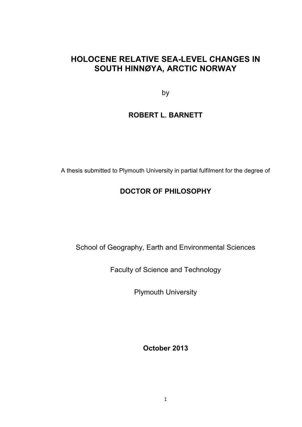 Holocene Relative Sea-Level Changes in South Hinnøya, Arctic Norway