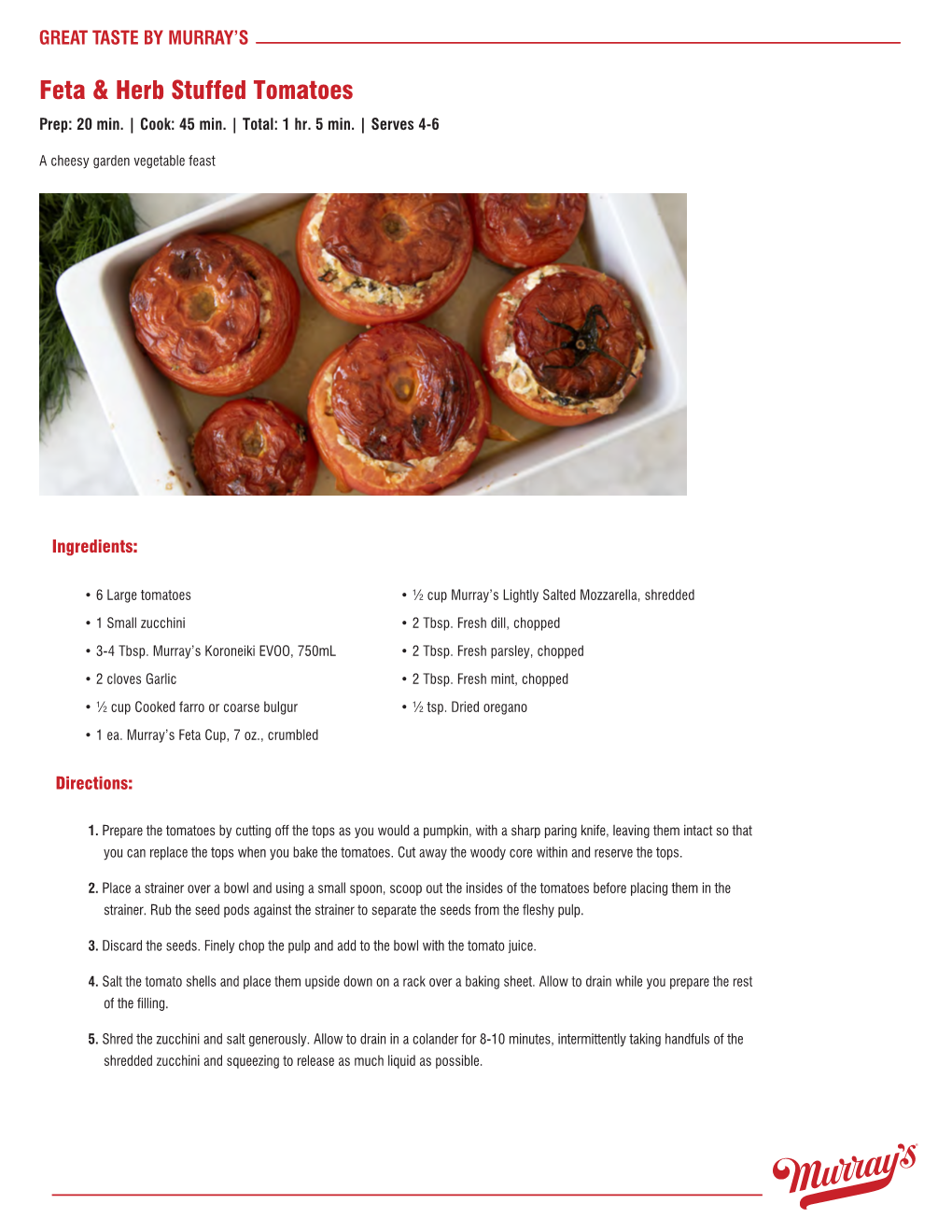 Feta & Herb Stuffed Tomatoes