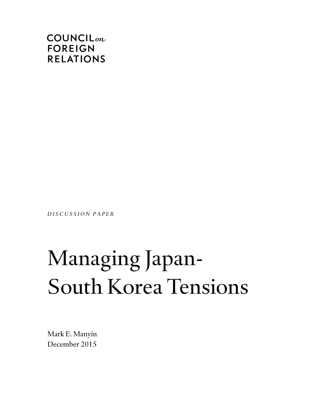 Managing Japan- South Korea Tensions