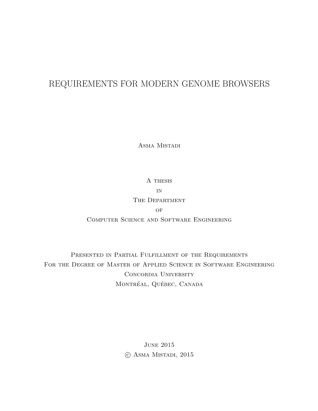 Requirements for Modern Genome Browsers