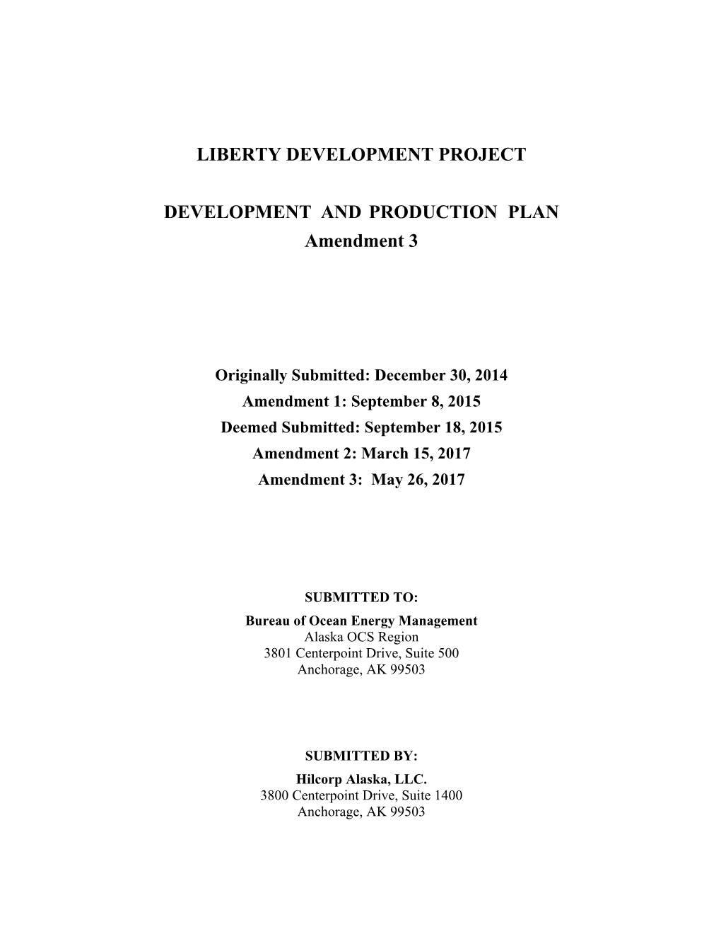 Amended Liberty Development and Production Plan (DPP)