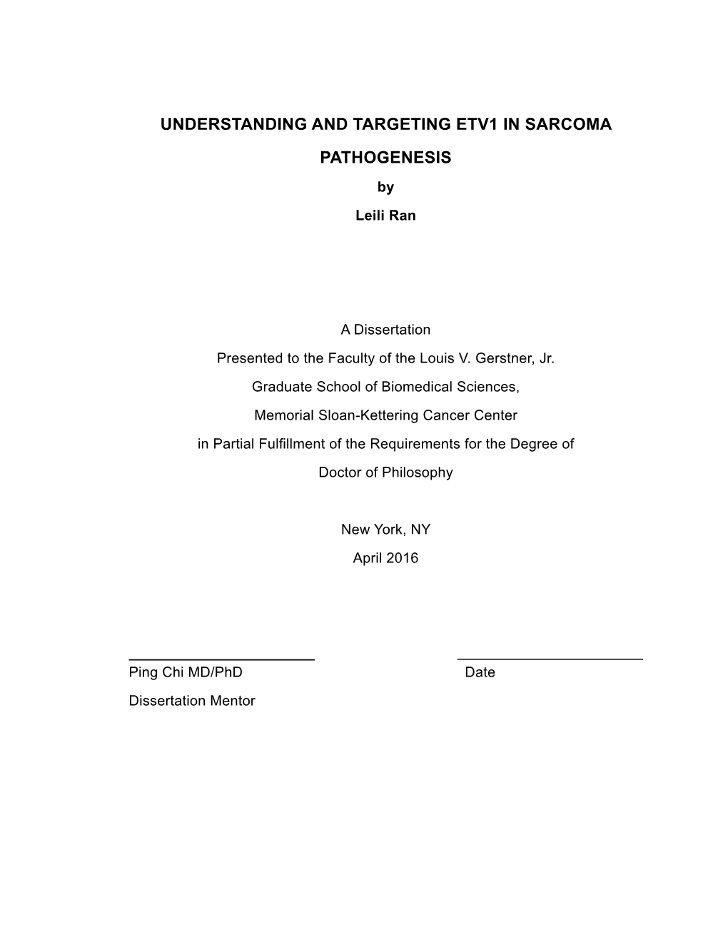 Understanding and Targeting ETV1 in Sarcomas